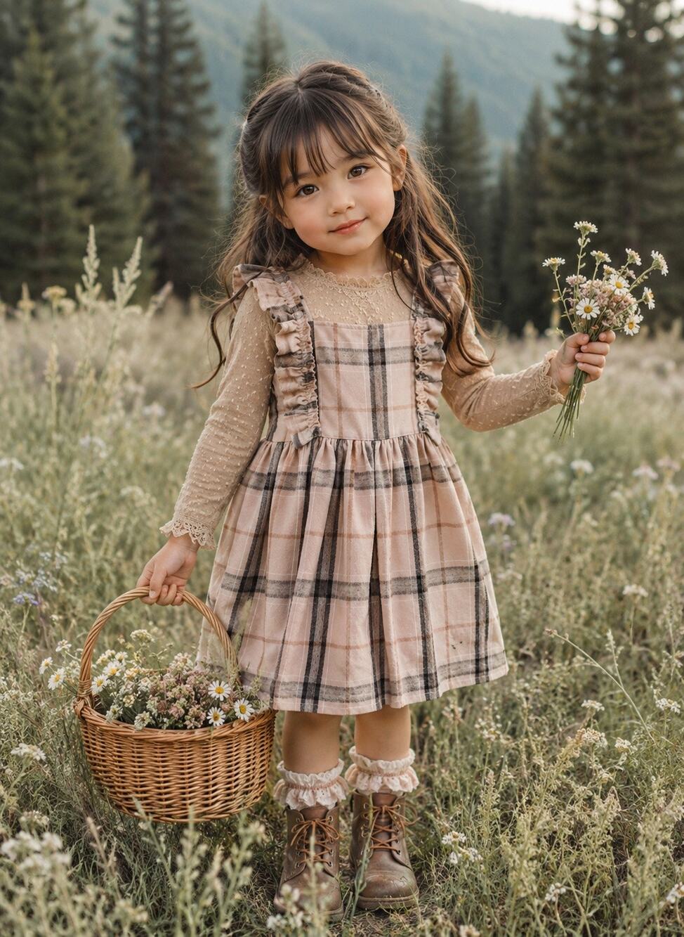 Fall Is Better With You Latte Plaid Pinafore Flannel Dress 3/4